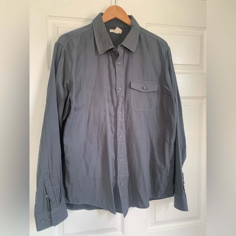 Carbon2Cobalt Men’s Gray 100% Cotton Button-Up Shirt Size L- Long Sleeve Casual